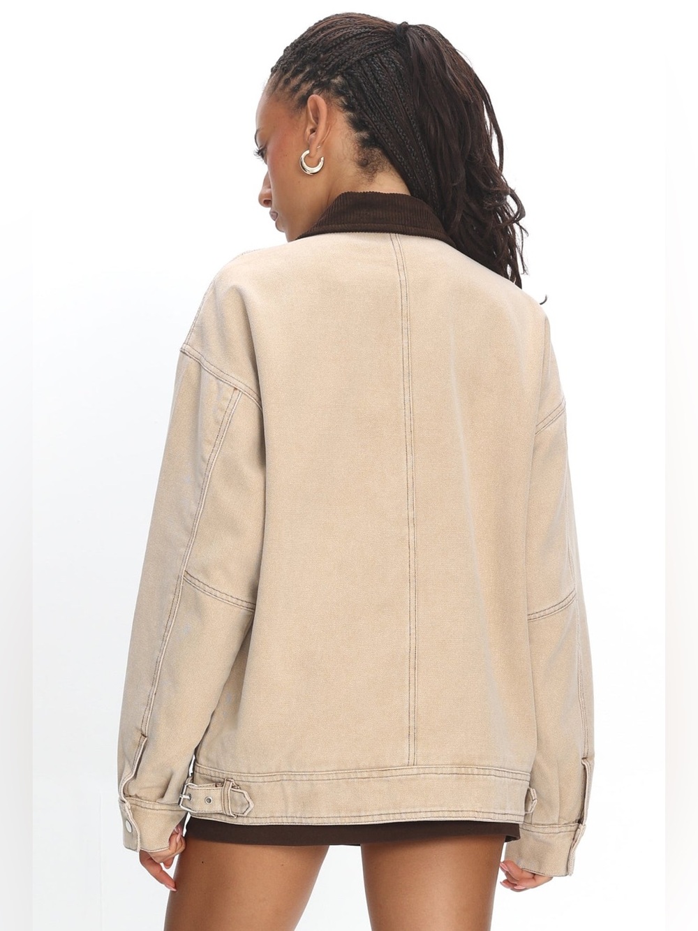 Lioness Workwear Jacket Stone 100% Cotton Utility Buckle Size Large NWOT - Picture 3 of 8